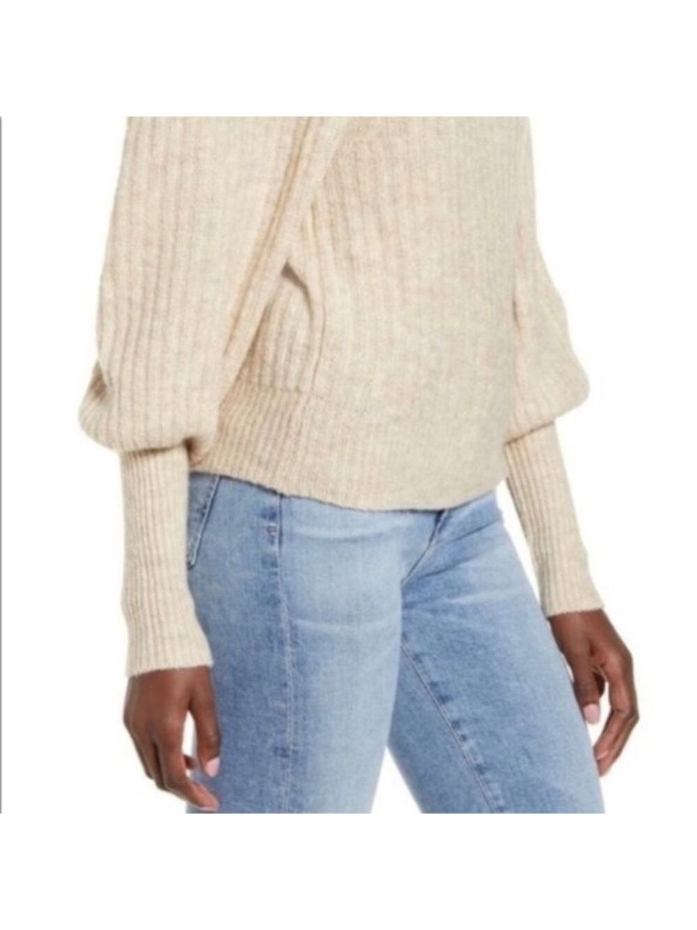 Leith Ribbed Puff Shoulder Sweater - Picture 2 of 8